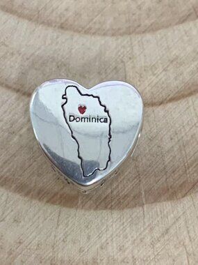 Pandora Dominican Republic heart Bead Charm Pendant, S925 Silver Jewelry
